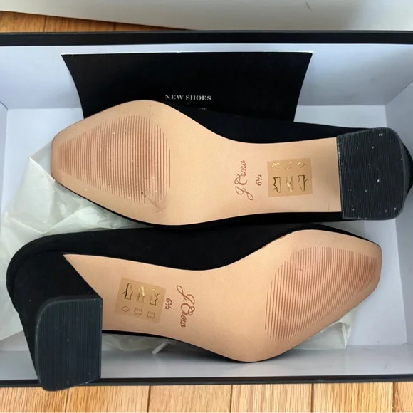 New in box J. Crew Black Kid Suede Classic stacked Heel Pumps (6) - Picture 10 of 10